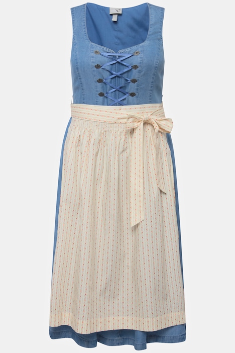 Dirndl, Lyocell, 2 Schürzen, Carree-Ausschnitt, ärmellos