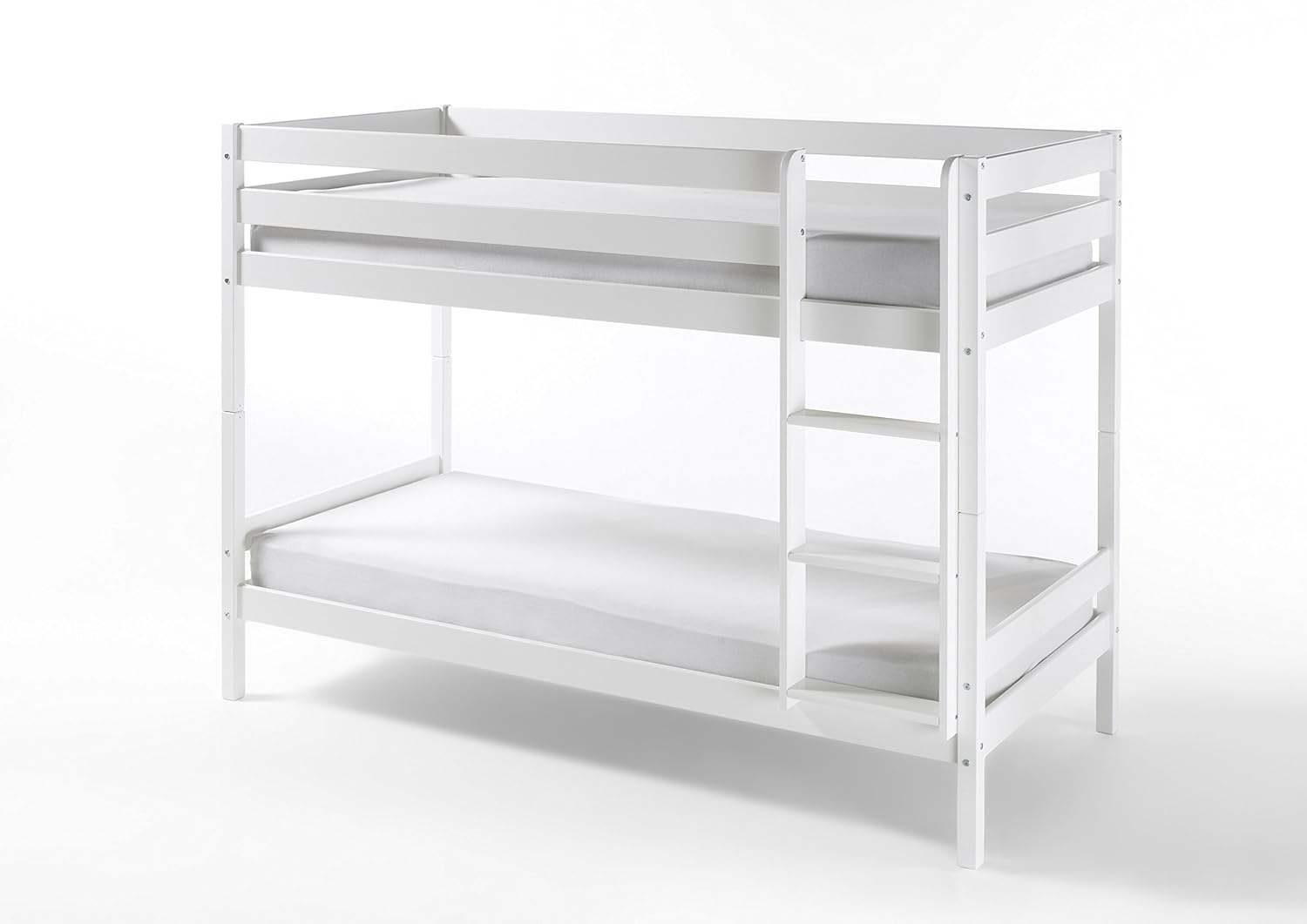 Homeline Weiss Kinderbett Etagenbett mit Rolllattenroste Massiv Hochbett Spielbett Stockbett 90x200 cm Matratzen geeignet
