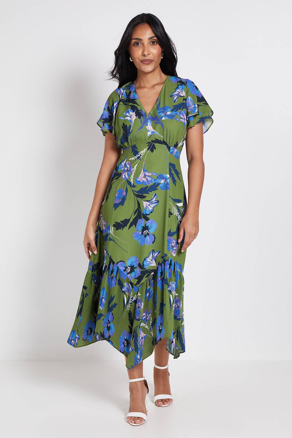 Wallis Robe Midi À Motif Floral Avec Boutons Et Ourlet Plissé Petite