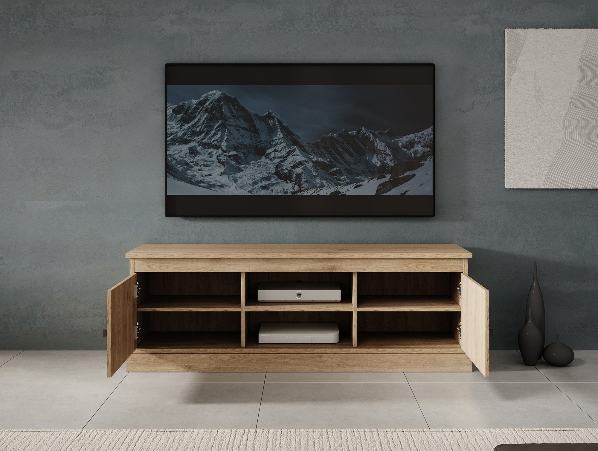 Meubella - TV-Meubel Vince - Eiken - 155 cm