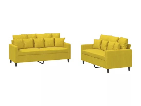 Ensemble de canapés 2 pcs avec coussins Jaune Velours