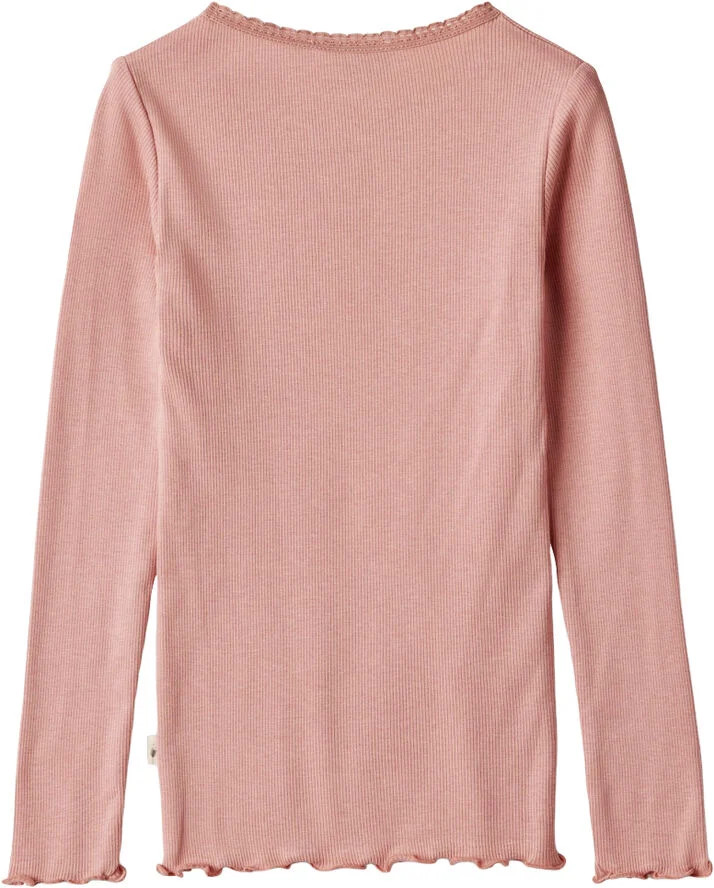 Wheat Langærmet Rib T-shirt Reese Lyserød
