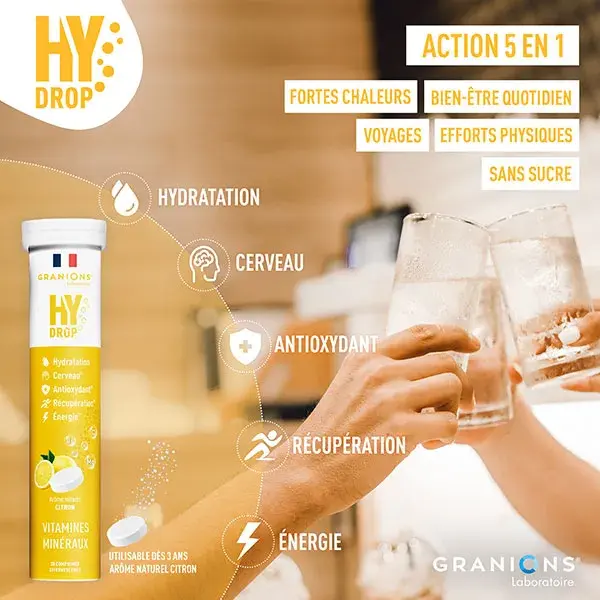 GRANIONS HYDROP Eletrólitos - Vitamina C, Magnésio, Minerais - Limão