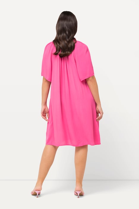 Kleid , Rüschen, A-Linie, Tunika-Ausschnitt, Halbarm