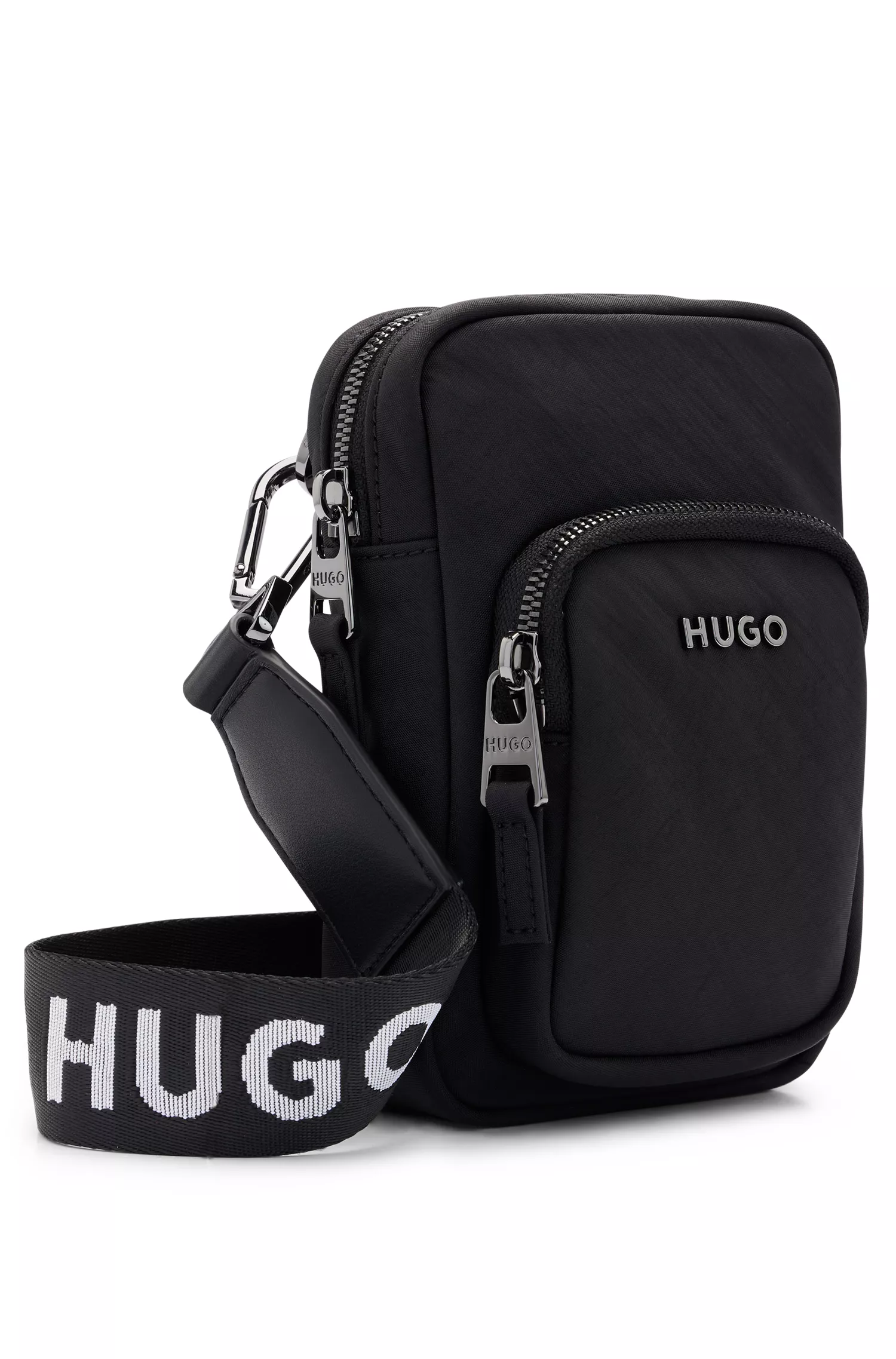 Bolsa repórter HUGO Red-Mini com logotipo em letras.