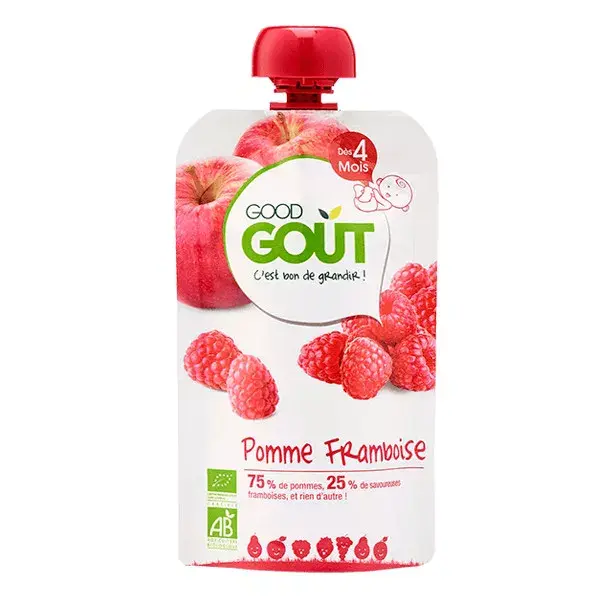 Compota de Maçã e Framboesa Orgânica Good Goût em Sachê +4m 120g
