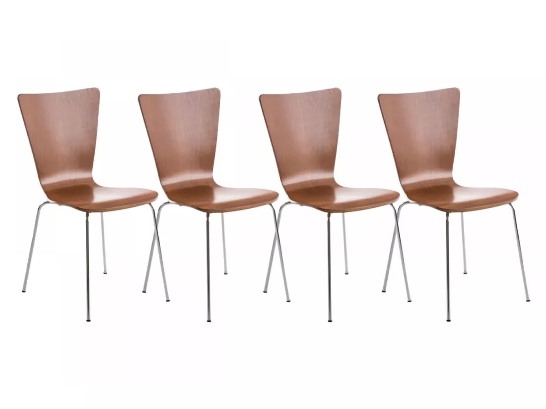 Lot de 4 Chaise de conférence - Bois & Nature - Marron - Aaron