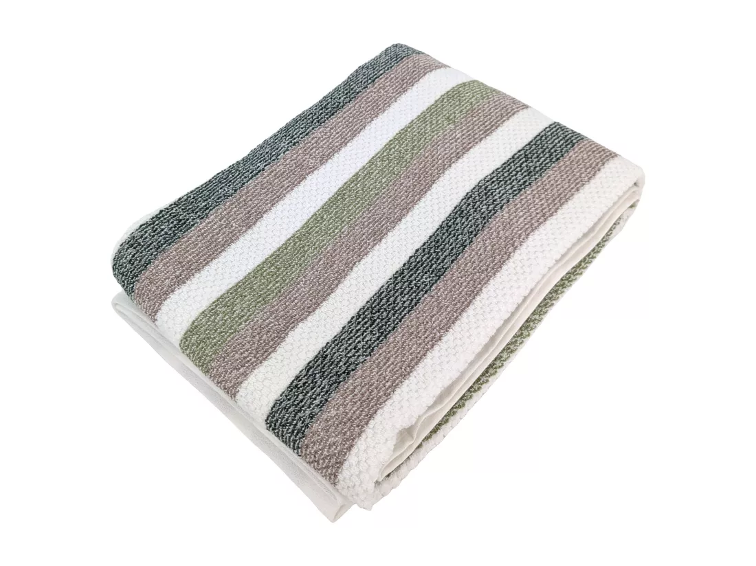 Drap de bain 100x150 cm pur coton collection VISTA blanc vert