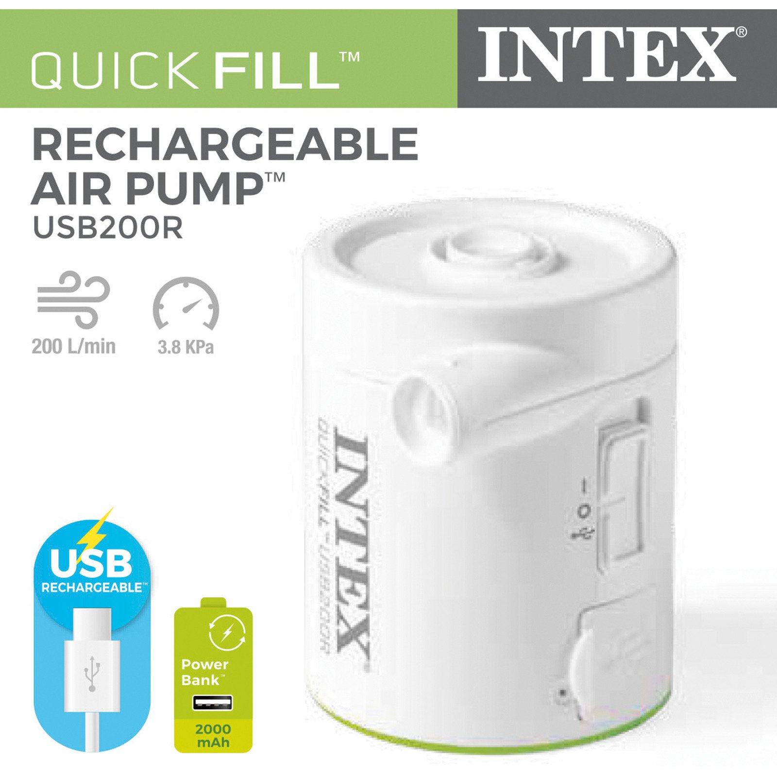 INTEX mini elektrische Pumpe Akku / Powerbank / USB