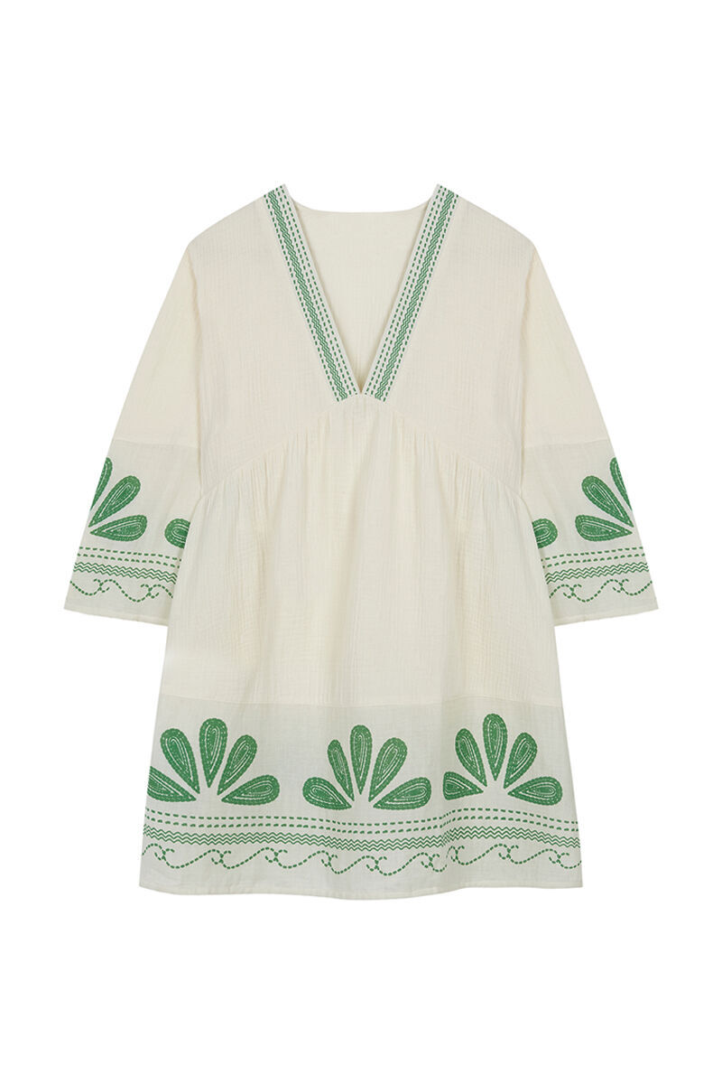 Vestido túnica branco-bege 100% algodão