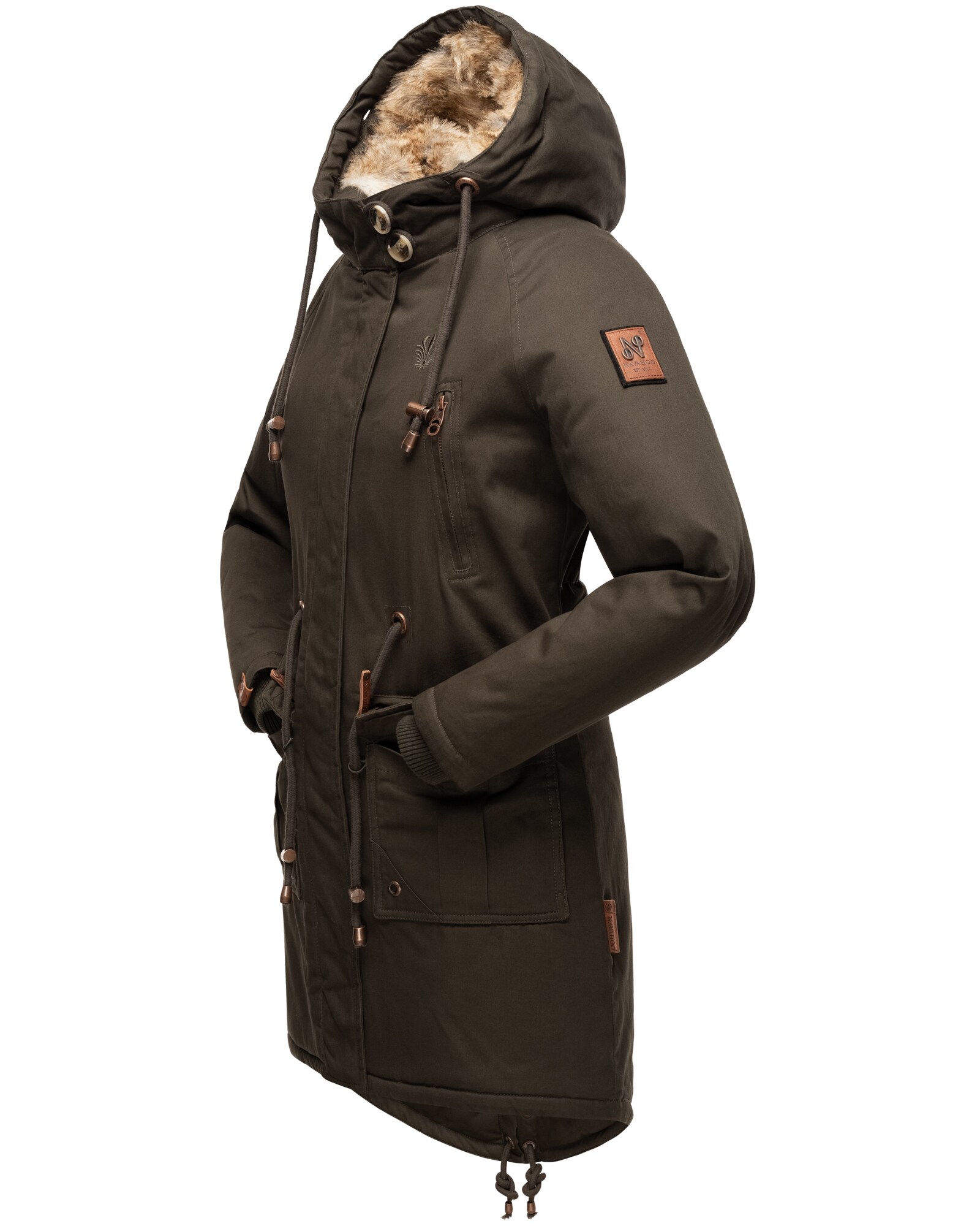 NAVAHOO Damen Warmer Wintermantel Winter Baumwollparka mit Kunstfell Rosinchen