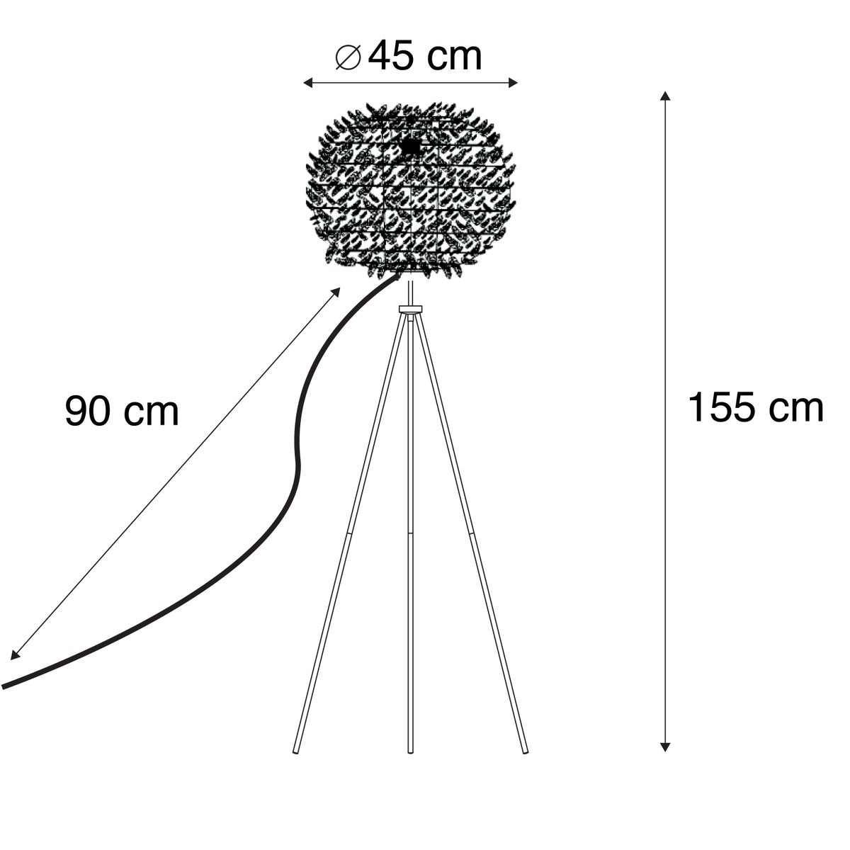 QAZQA - Moderne romantische vloerlamp wit - Veer | Woonkamer | Slaapkamer - Rond staal - LED-compatibel E27