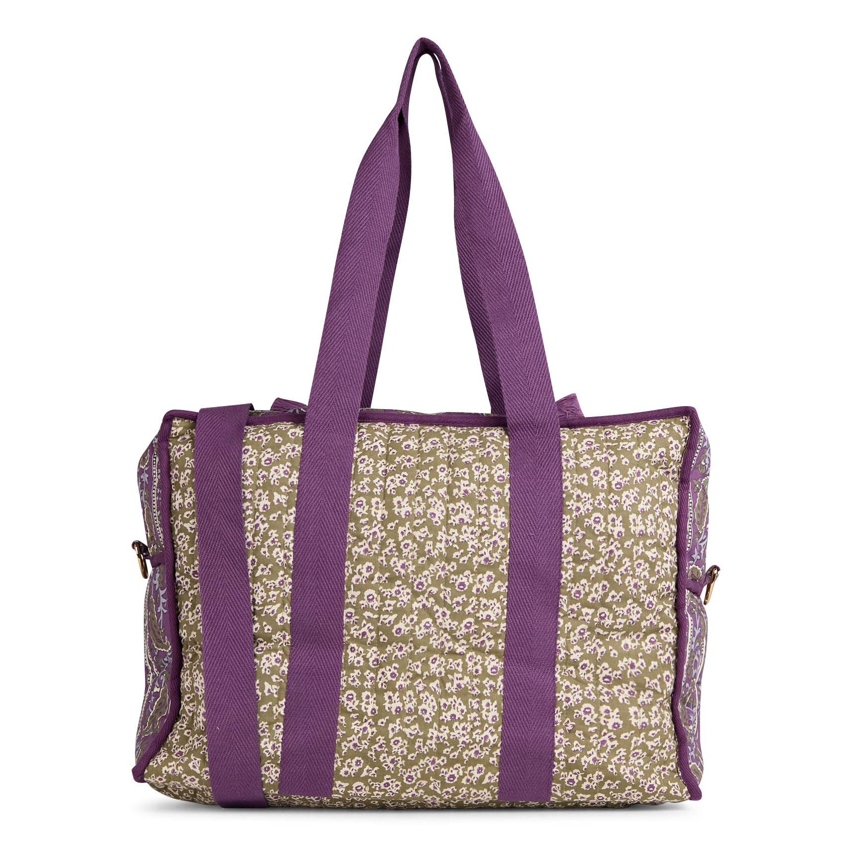 LILIO - Sac matelassé à imprimé fleuri en coton bio | Kaki