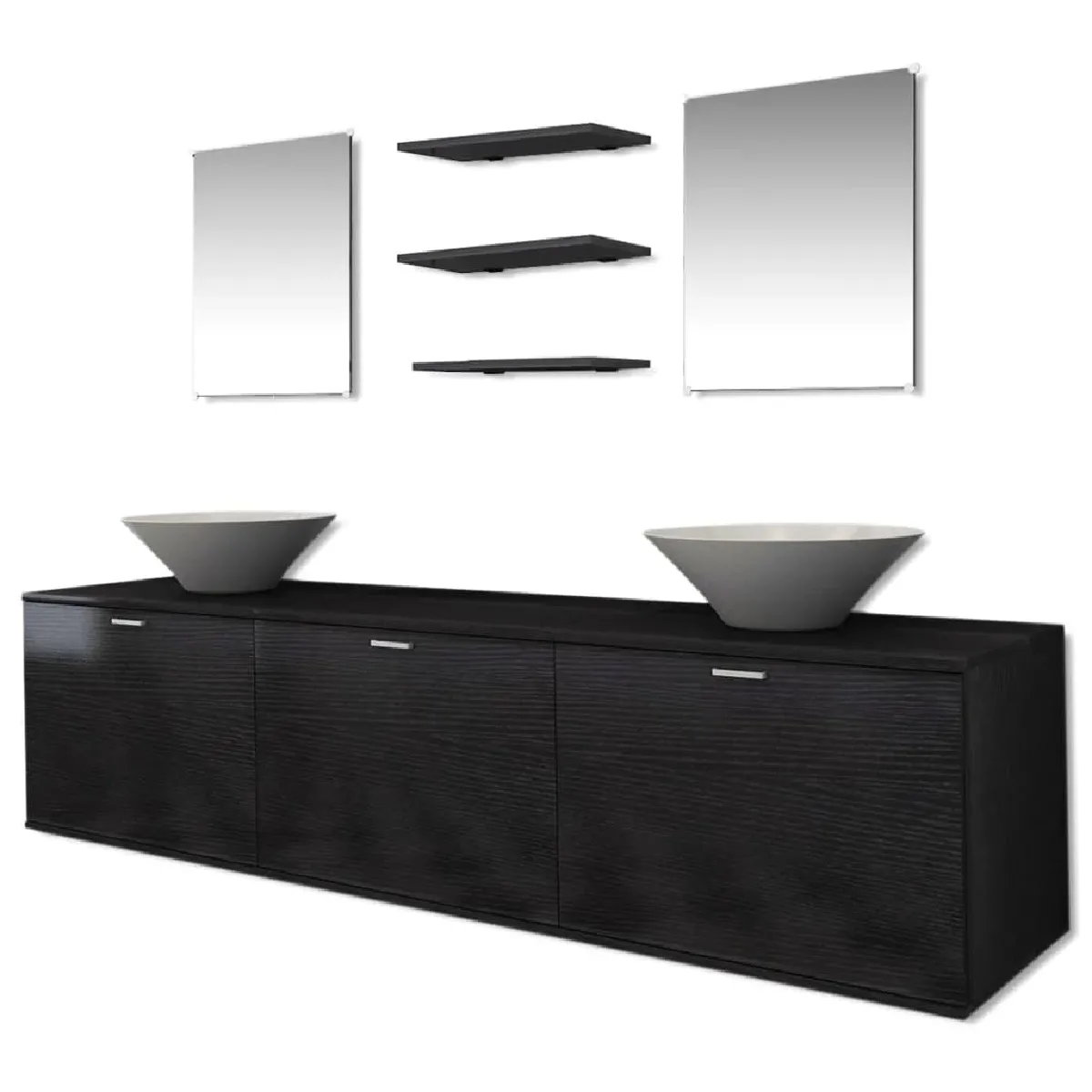 vidaXL Mobilier et Lavabo Noir