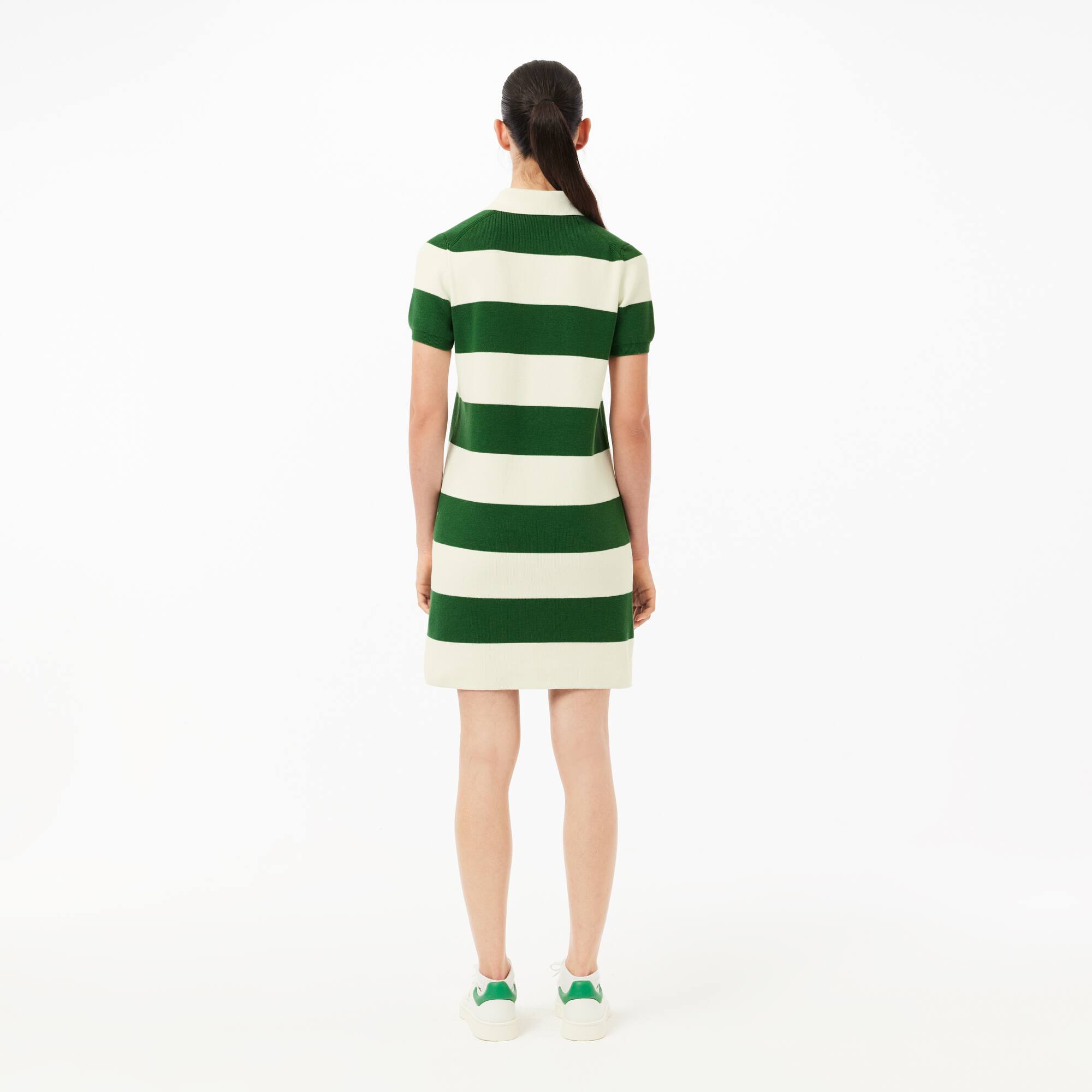 Polokleid mit Streifen, in Frankreich hergestellt Kleider & Röcke - Weiss - Lacoste - Damen