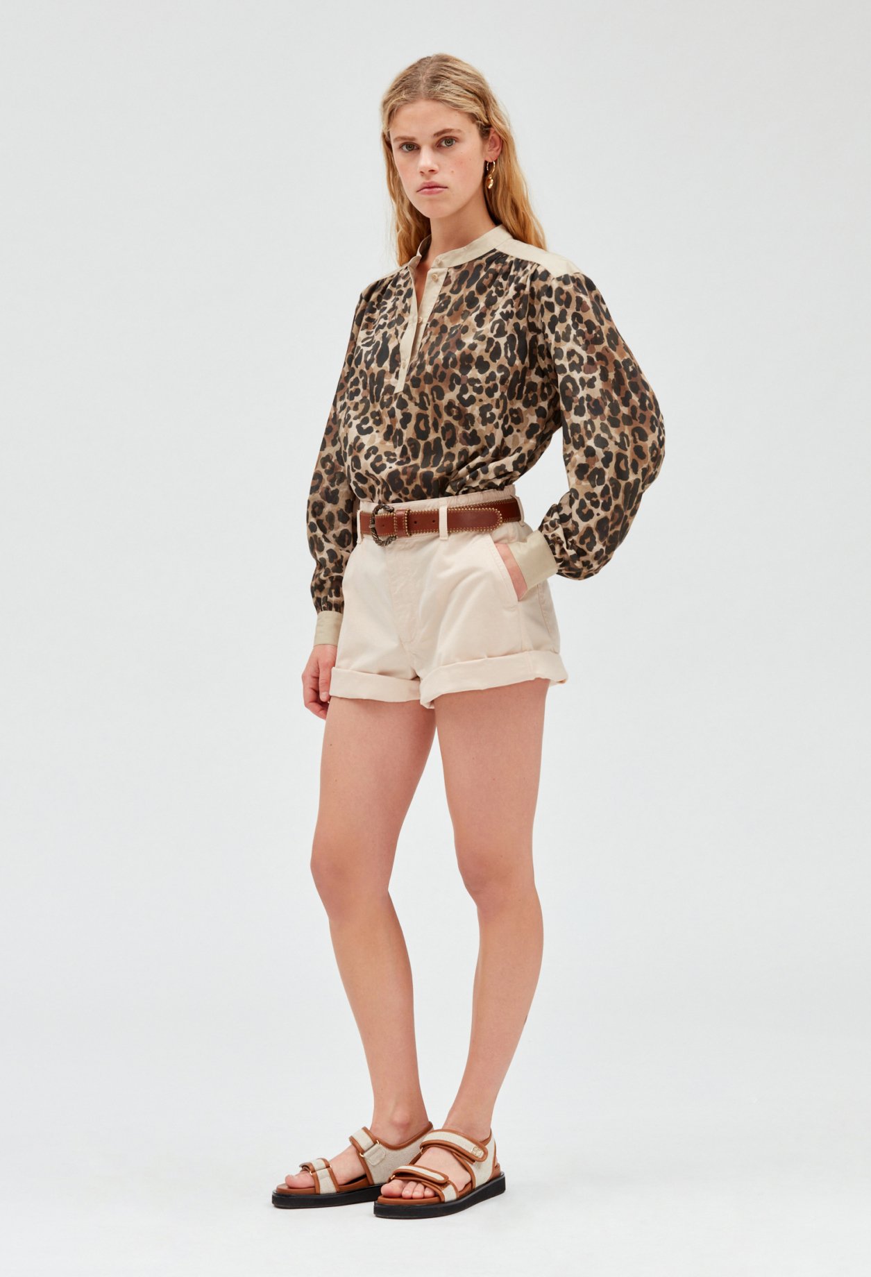 Short coton beige