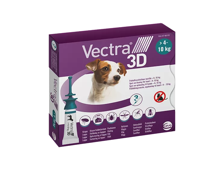 Vectra 3D Spot-On til hunde, 4-10 kg - 3 pipetter