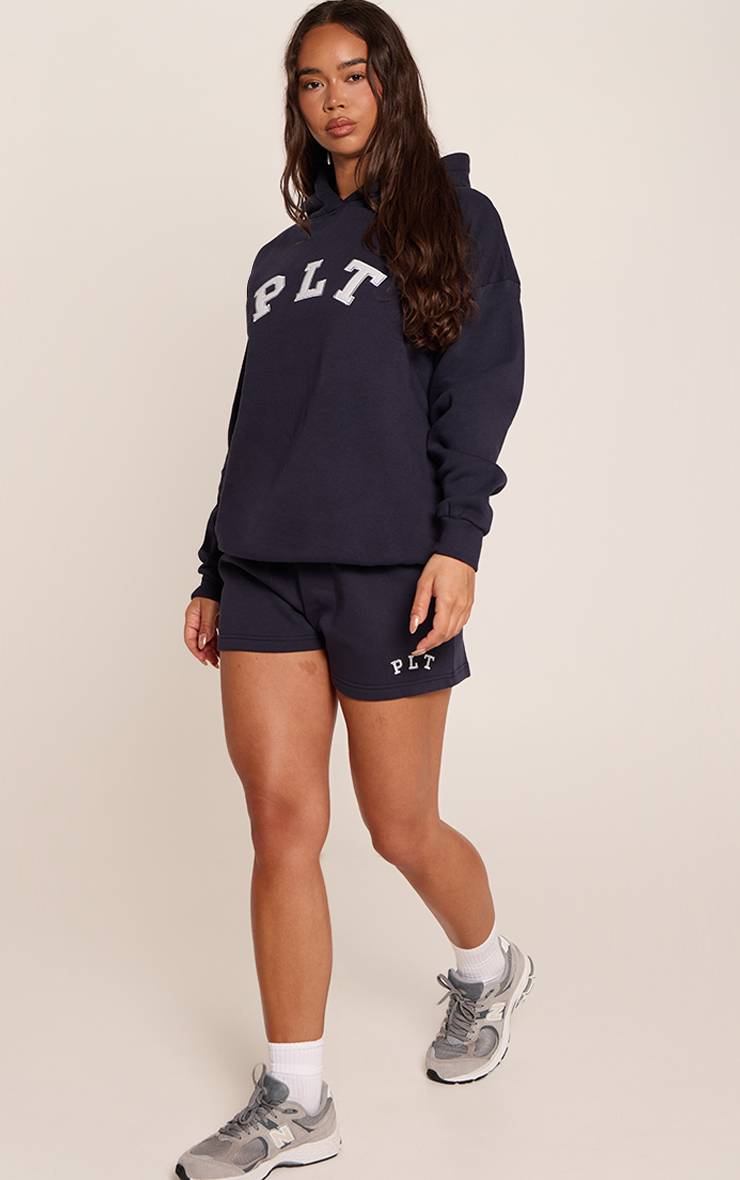 Bleu Marine Short Molleton Avec Logo PLT