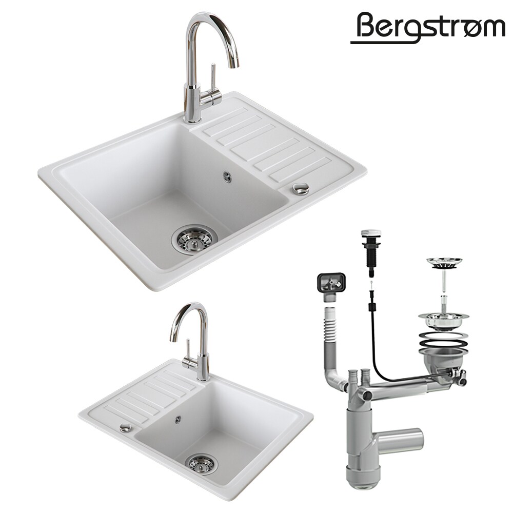 Spüle Küchenspüle Einbauspüle Spülbecken+Drehexcenter+Siphon Weiß