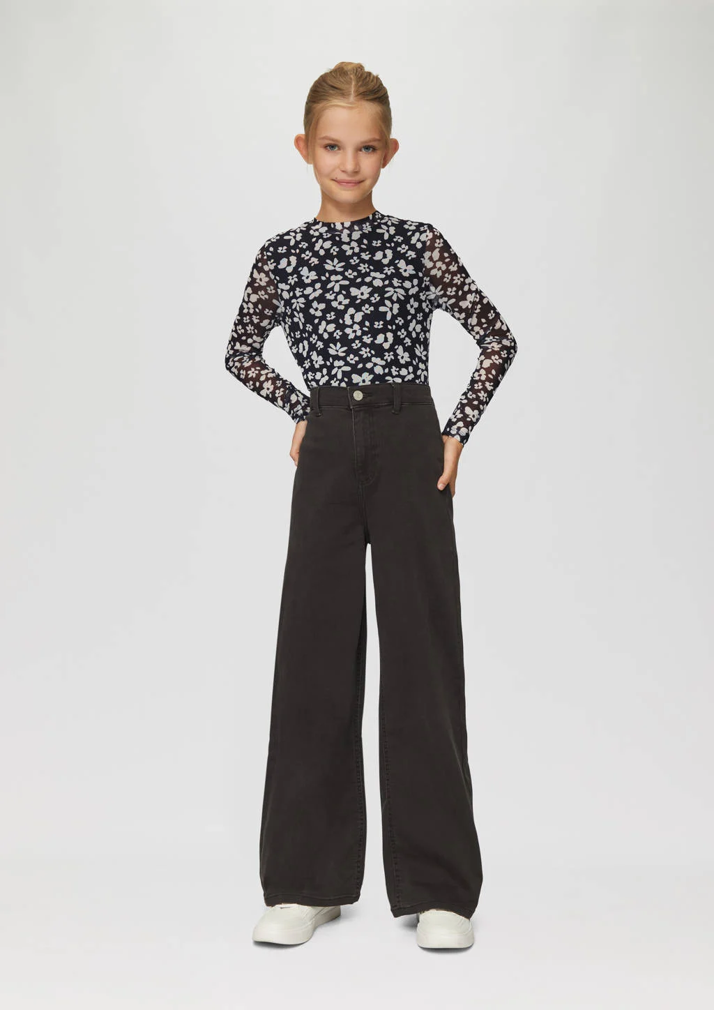 s.Oliver gebloemde longsleeve zwart/wit
