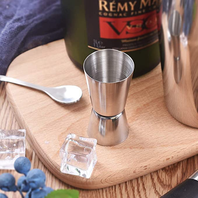 Edelstahl Messbecher Doppelseitiger Jigger Cocktail Barmass - Silber