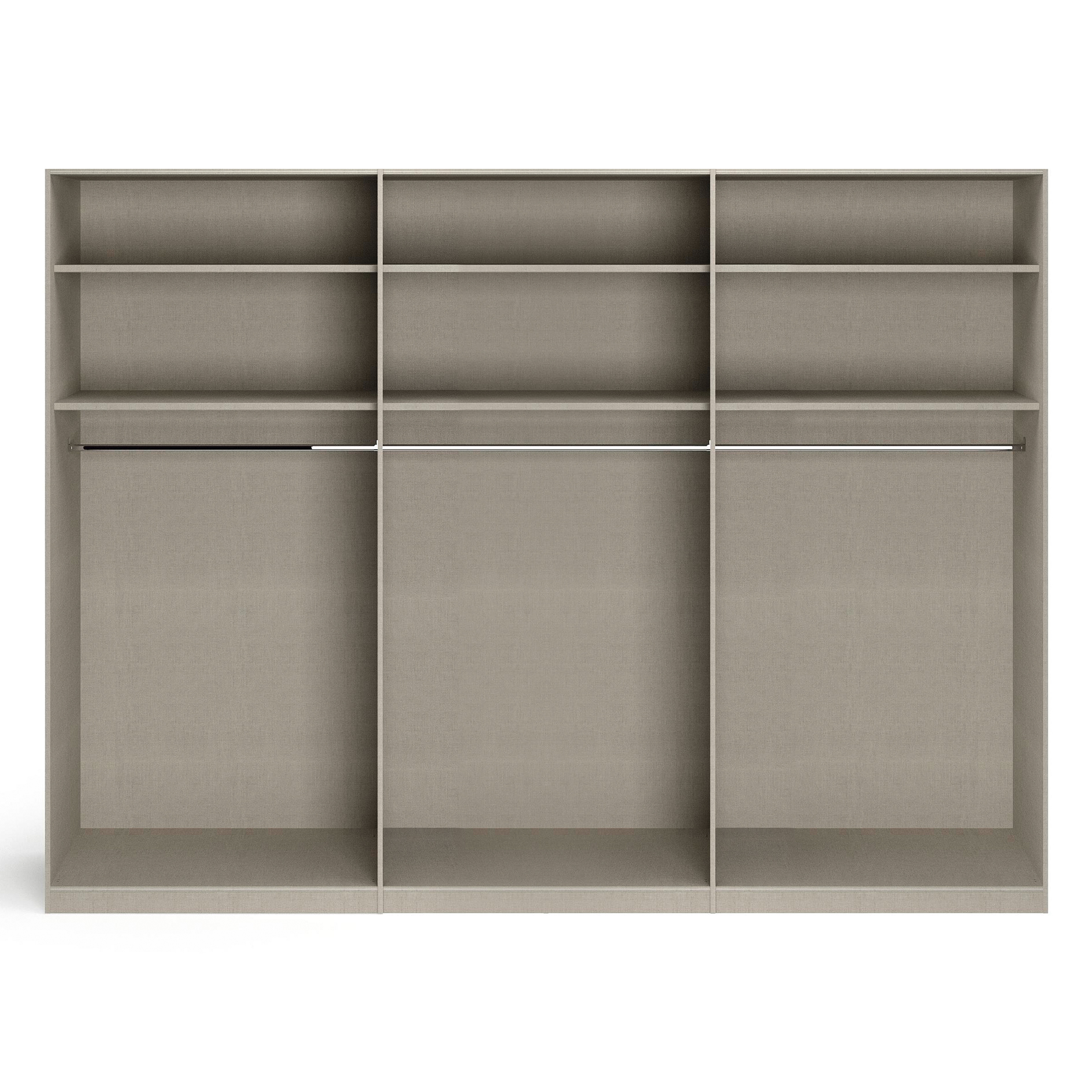 Drehtürenschrank - seidengrau - Kristallglasspiegel - 6-türig - 271x229 cm
