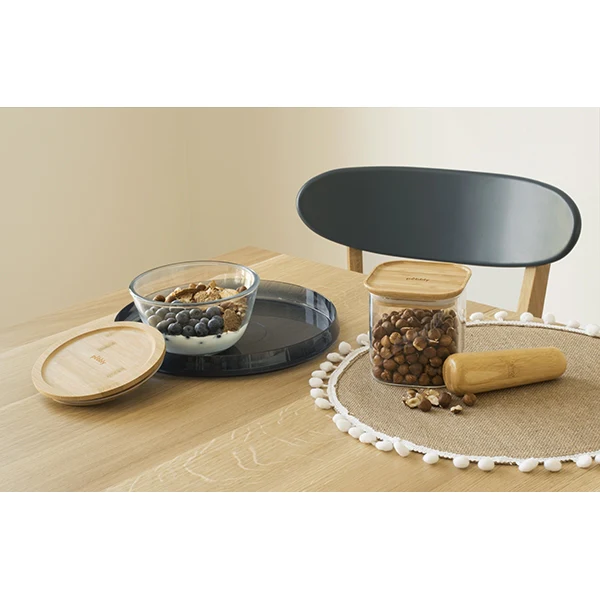 Bol à mixer rond couvercle bambou 0.7L Pebbly