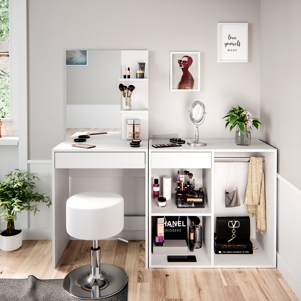 Vicco Schminktisch Frisiertisch Schminkkommode Isabelle + Hocker Beistellschrank