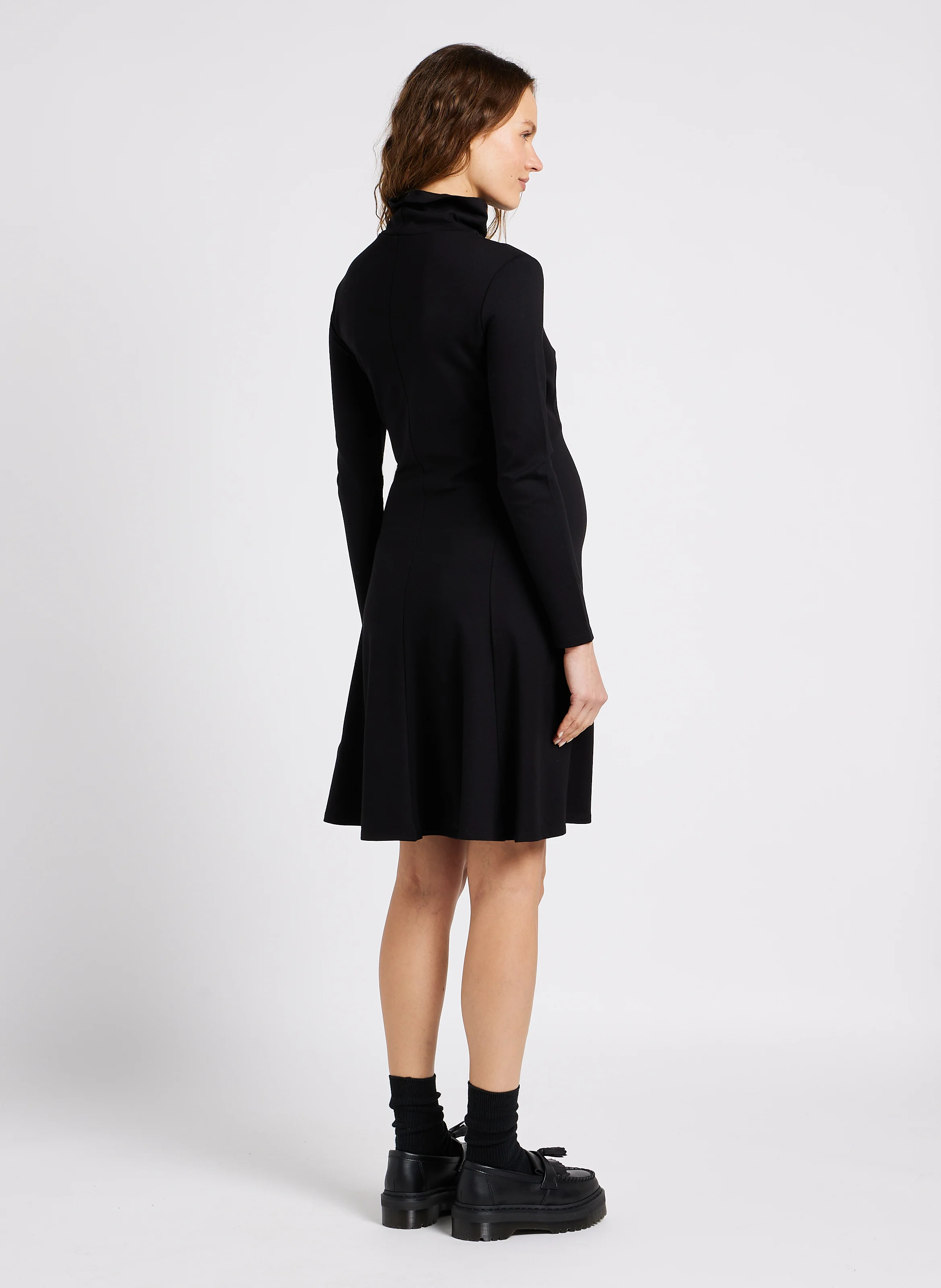 VANESSA - Robe de grossesse col roulé en maille | Noir