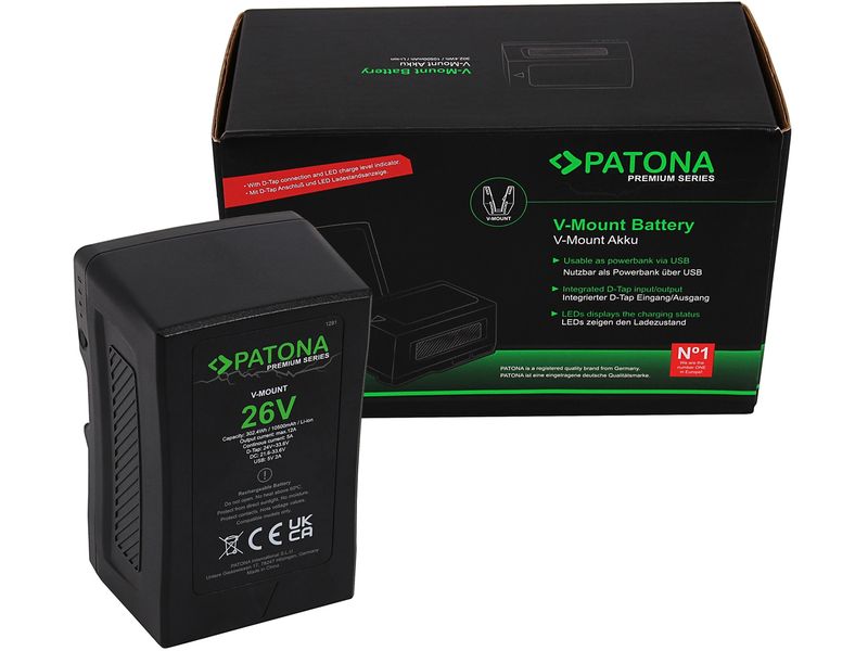 Patona Premium Akku für LED-Lampen und Videokameras LED-Lampen und Videokameras Premium Batteriesatz
