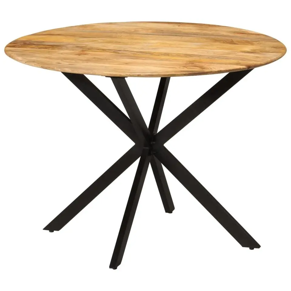 vidaXL Eettafel - Ronde tafel - Massief mangohout en staal - Ø110 cm