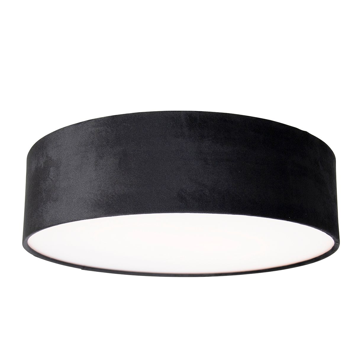 Moderne plafondlamp zwart 40 cm met gouden binnenkant - Drum