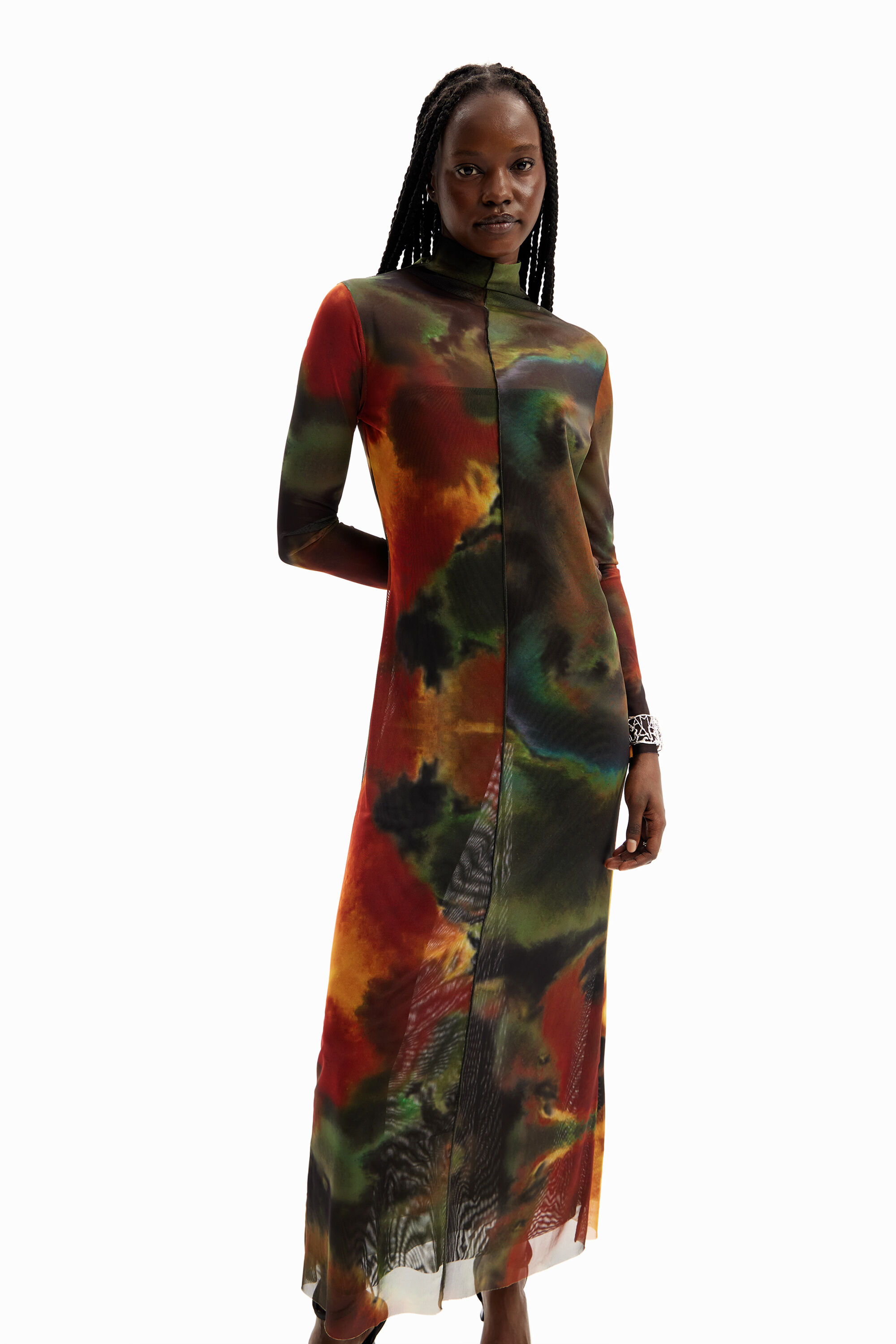 Vestido midi aquarela