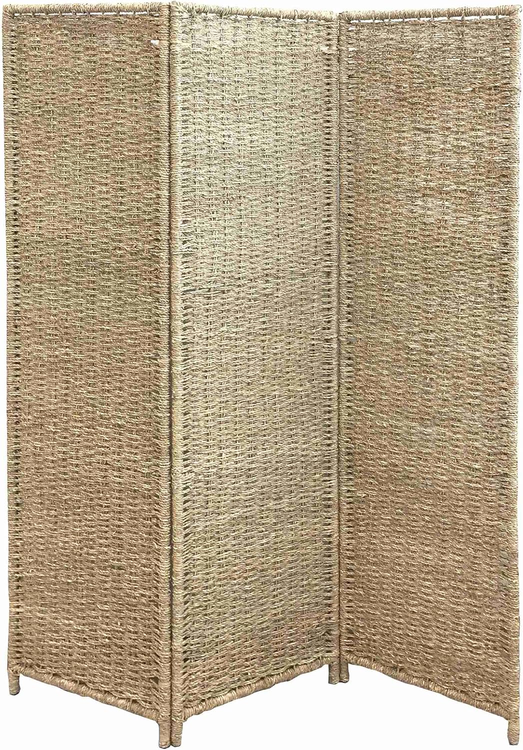 Box and beyond - Raumteiler - 160 x 117 cm - Raumteiler - Seegras - Naturfasern - 3 Paneele - Paravent Schlafzimmer, Wohnzimmer - abnehmbare Trennwand KF7395876
