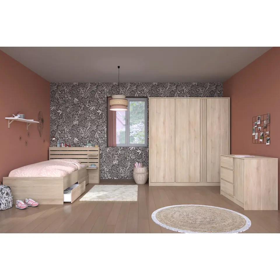 Bed Evi - eikenkleur - 90x200 cm