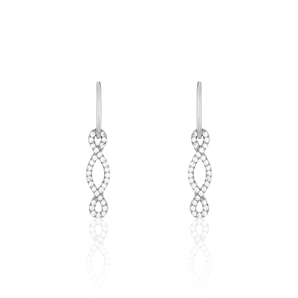 Boucles D'oreilles Pendantes Carla Argent Blanc Oxyde De Zirconium