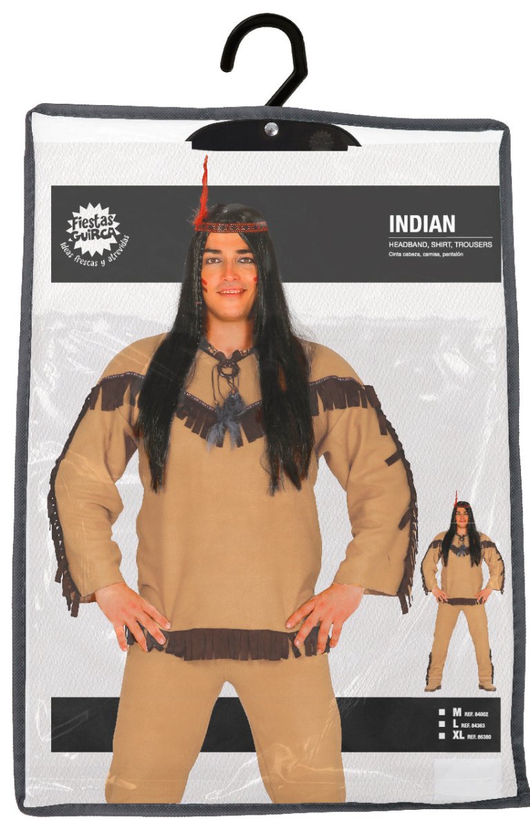 Indianen Kostuum Heren Hoofd 3 delig