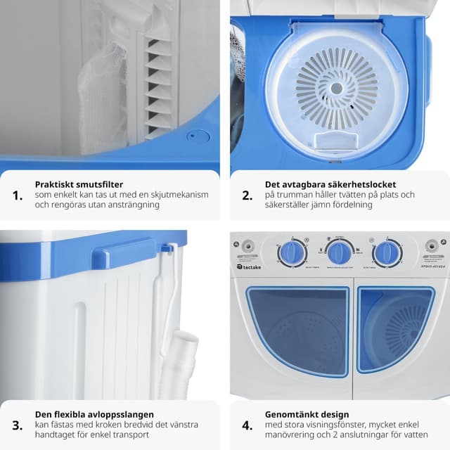 Mini vaskemaskine med 4,5 kg. vask og 3,5 kg. centrifugering