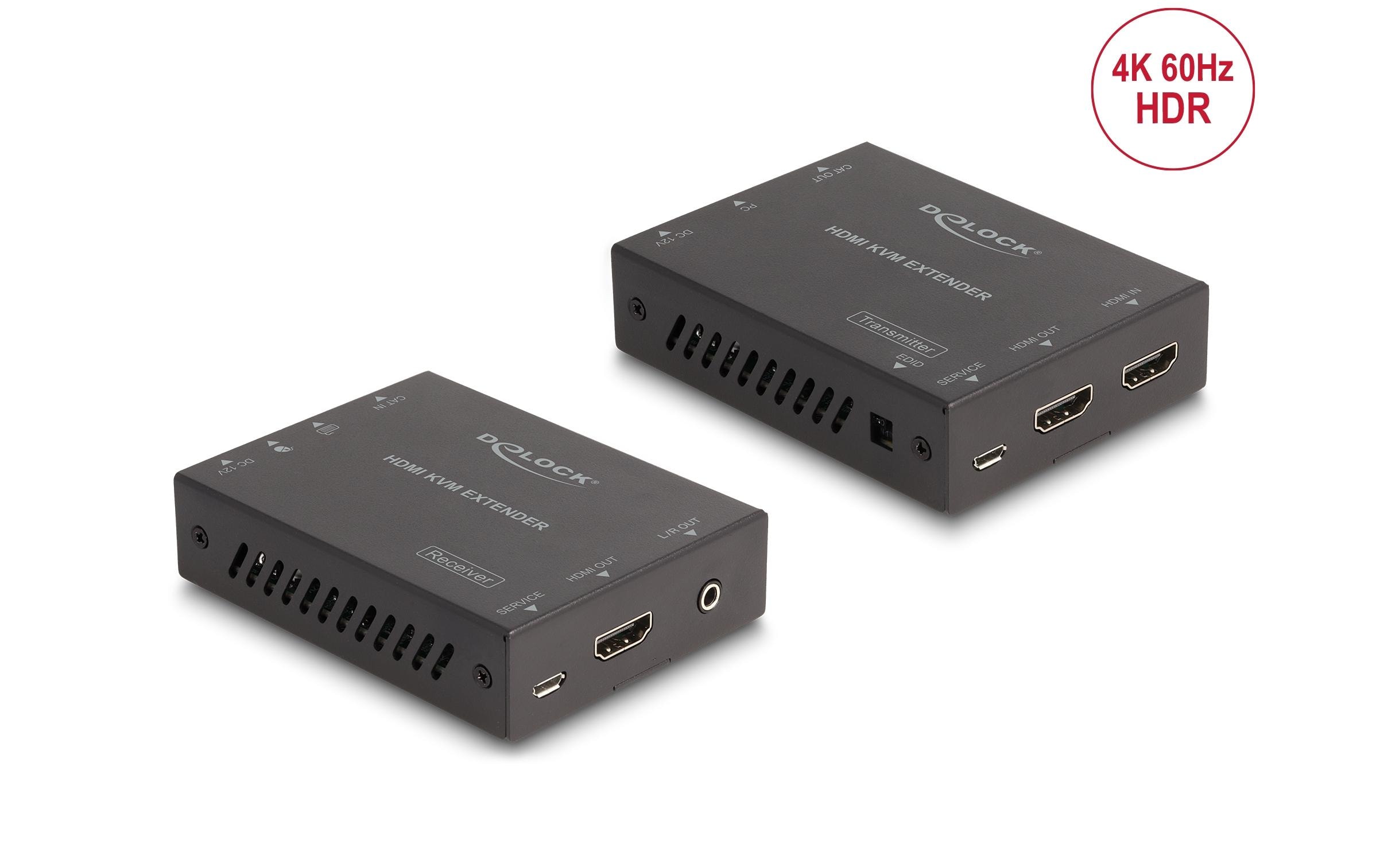 Extender Set über Cat.6 Kabel 4K 60 Hz 70 m<br>Delock HDMI KVM Extender Set über Cat.6 Kabel 4K 60 Hz 70 m