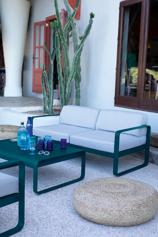 Fermob Bellevie 2-zits loungebank kussen flannelgrijs Ice Mint