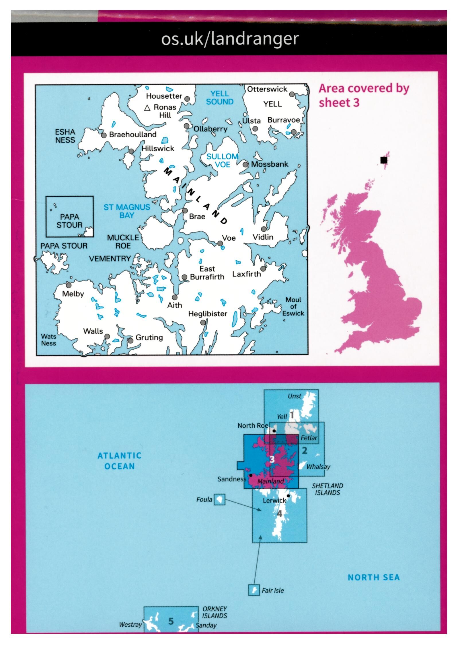 ORDNANCE SURVEY - 3 GB SHETLAND NORTH MAINLAND 1 50 000