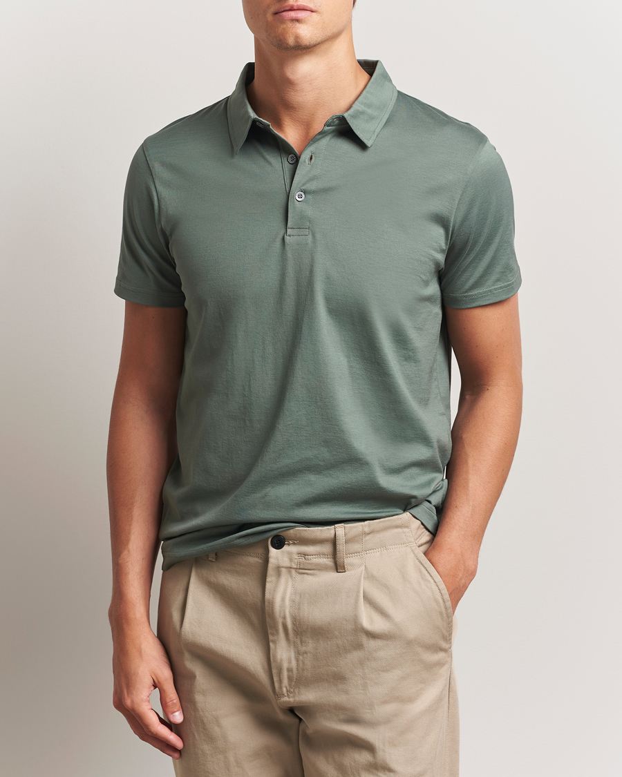 Sunspel Cotton Jersey Polo Dusk Green