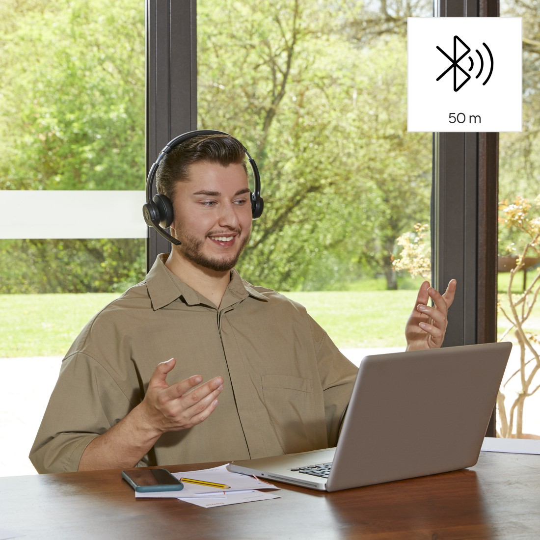 BT700 Bluetooth 5.2 Kopfhörer Over-Ear Office Headset mit Mikrofon (00139938) - Schwarz