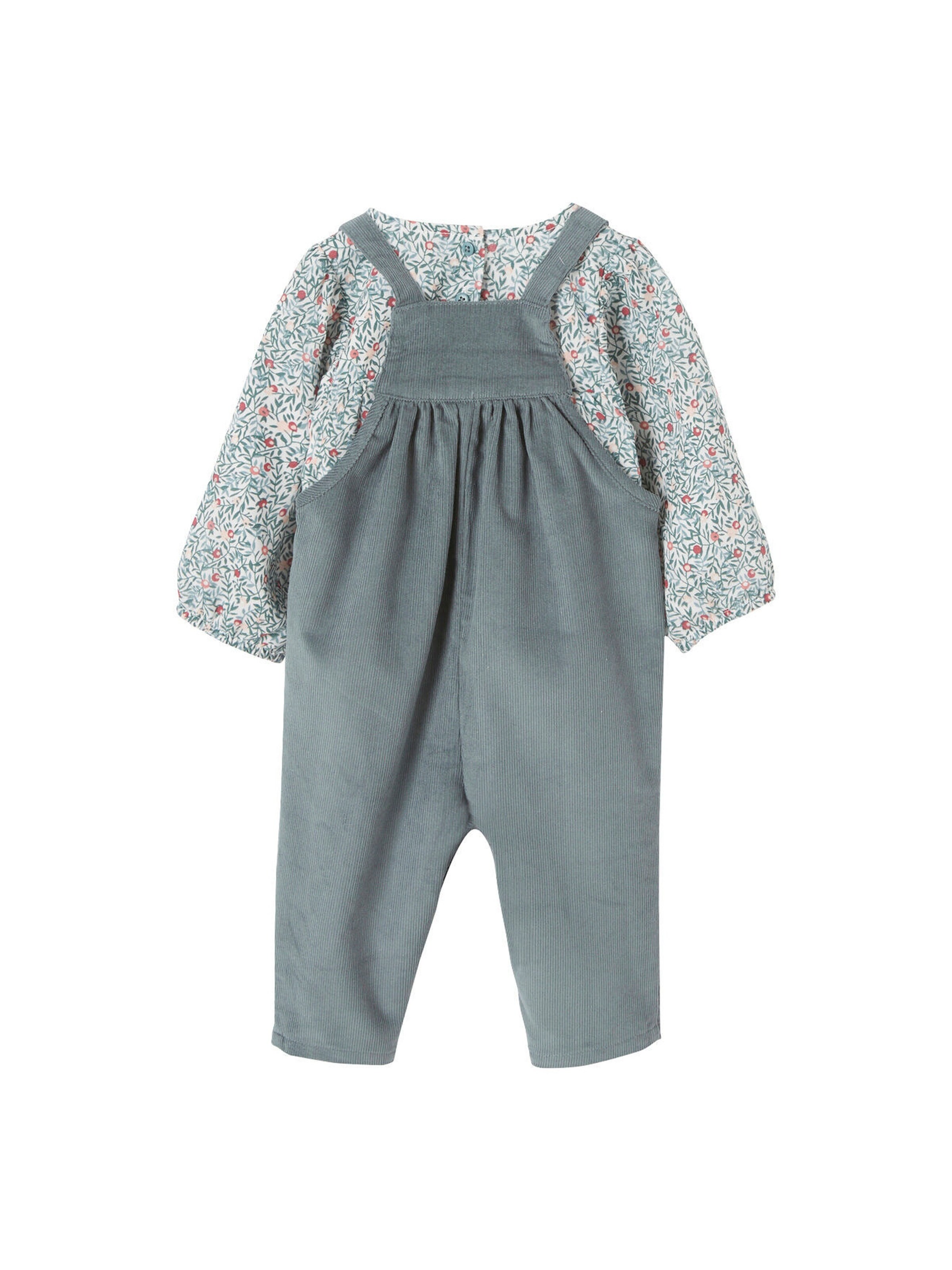 Vertbaudet Mädchen Baby-Set: Bluse und Latzhose hellblau