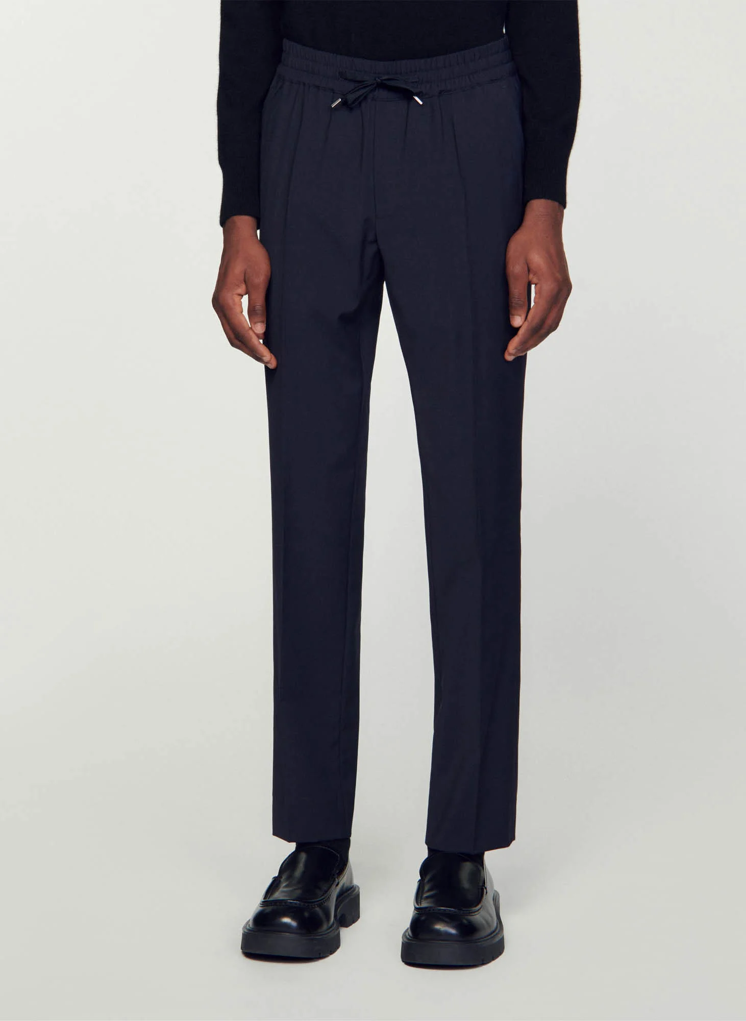 Pantalon droit élastiqué | Bleu