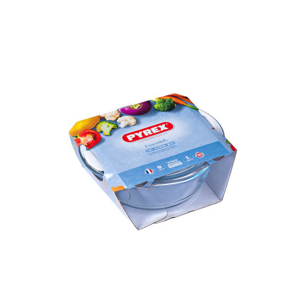 Pyrex Essentials glazen ronde ovenschaal met deksel 1 L + 0,3 L