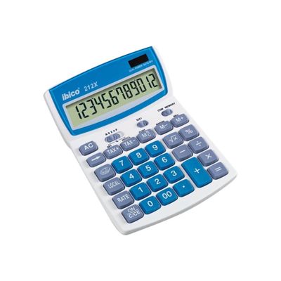 Calculatrice de bureau Ibico 212X - 12 chiffres - alimentation batterie et solaire