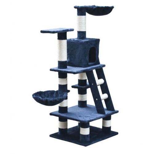 Poste arranhador de pelúcia para gatos, azul