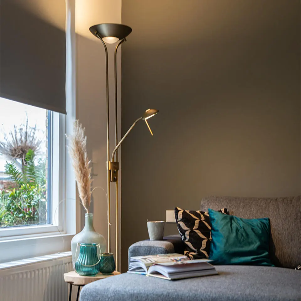 Qazqa vloerlampen diva bruin geïntegreerde led