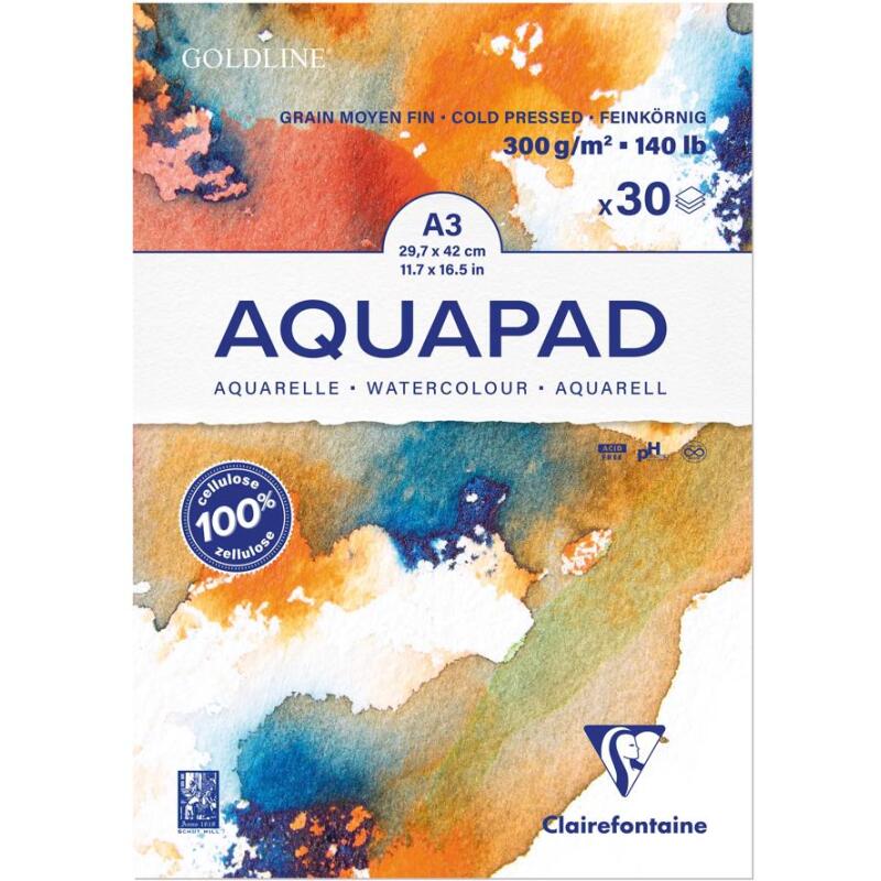 Goldline Aquapad bloc collé 30F A3 300g
